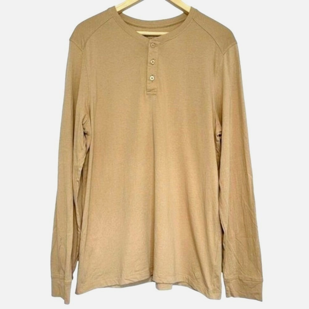 Vustra Henley Shirt Premium Organic Cotton Gilded Beige Mens Size XL Sustainable